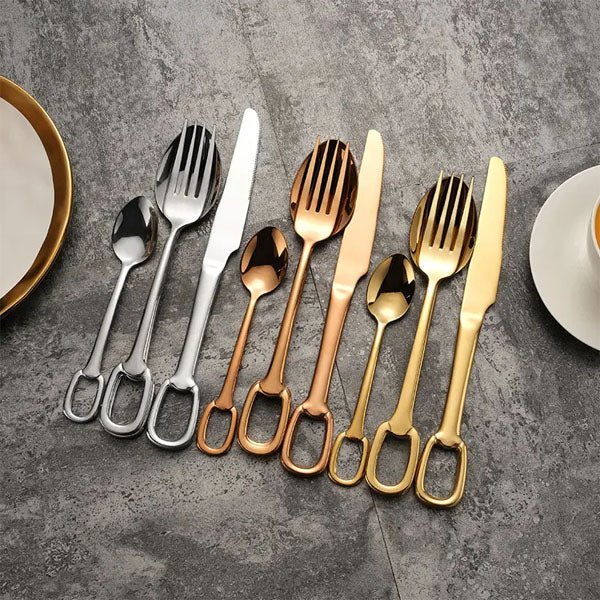 Elegance Ringlet Flatware Set – 18/10 Stainless Steel & Ring Handle - Lattea Global