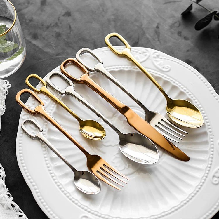 Elegance Ringlet Flatware Set – 18/10 Stainless Steel & Ring Handle - Lattea Global