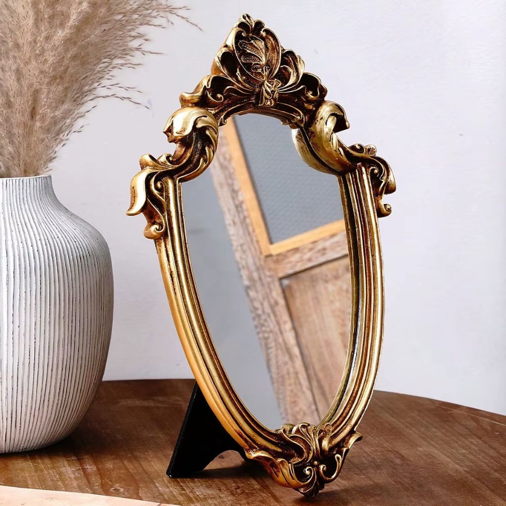 European Classical Oval Mirror Gold Pattern