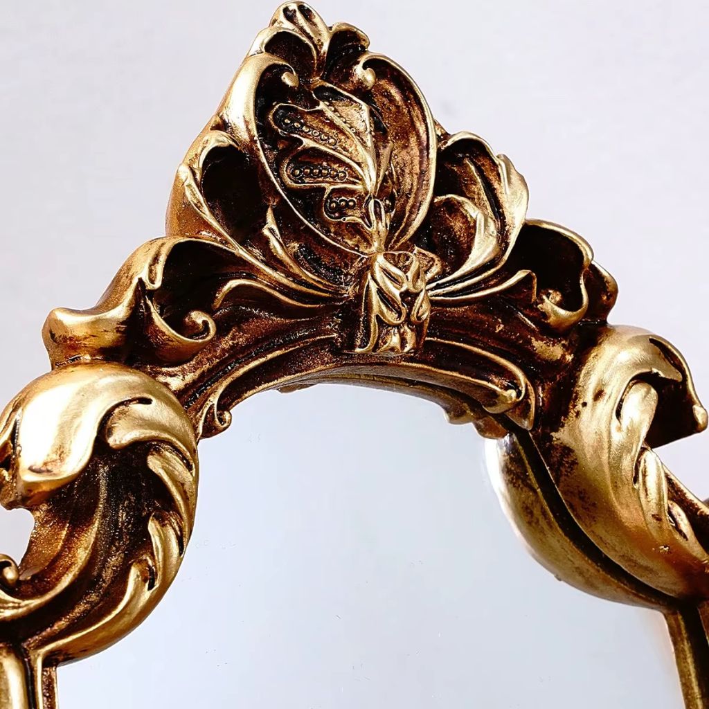 European Classical Oval Mirror Gold Pattern