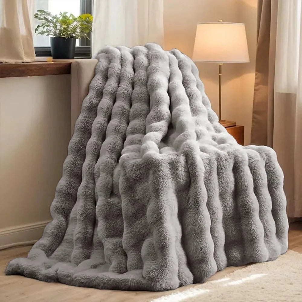 Faux fur throw blanket double-lined plush all-season – view 2
