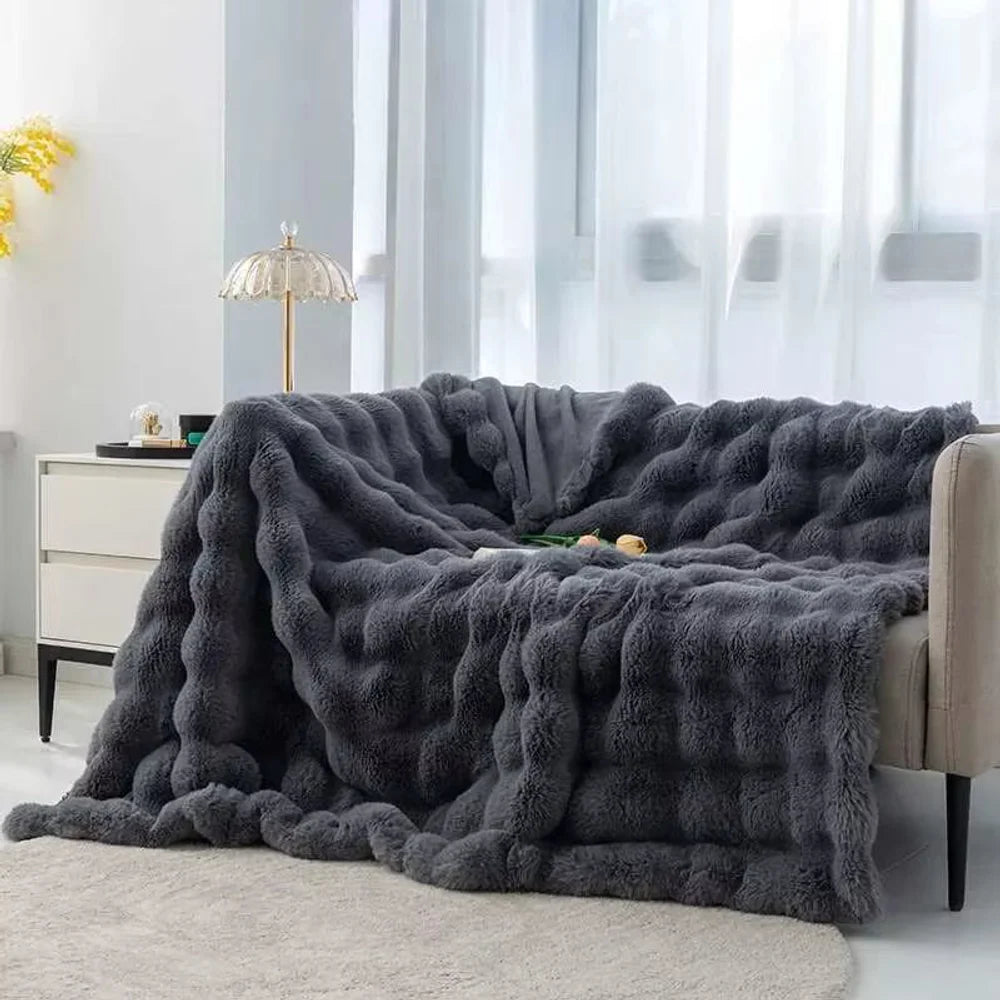 Faux fur throw blanket double-lined plush all-season – view 3
