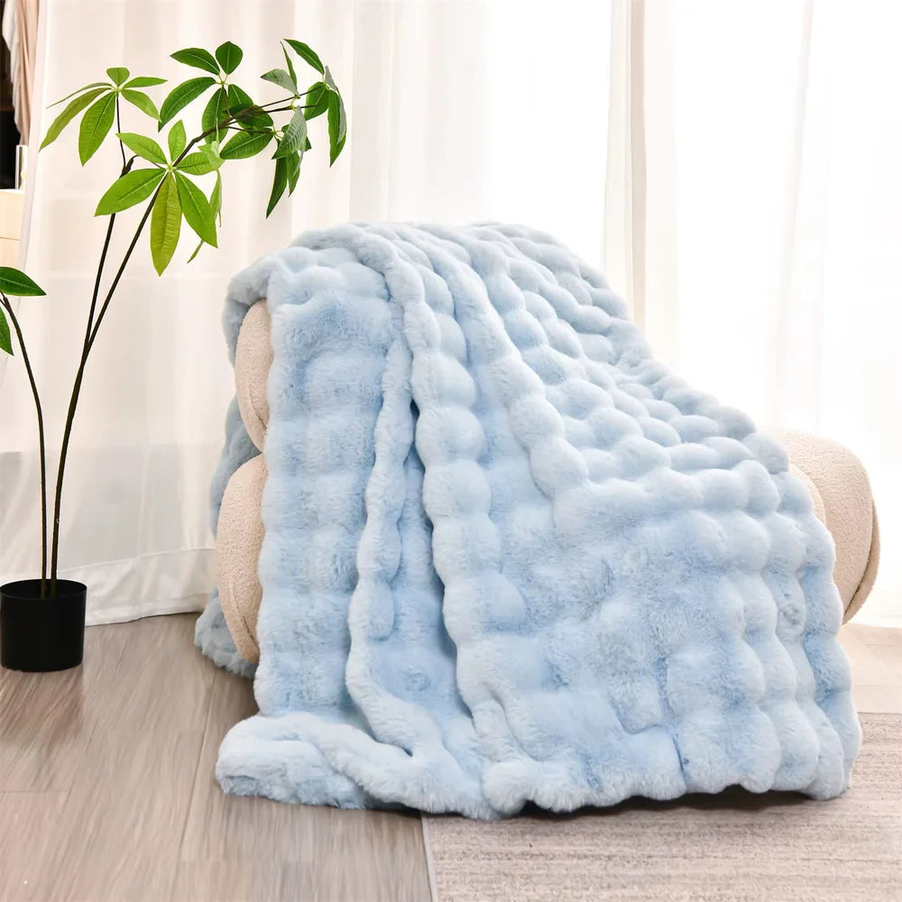 Faux fur throw blanket double-lined plush all-season – view 5