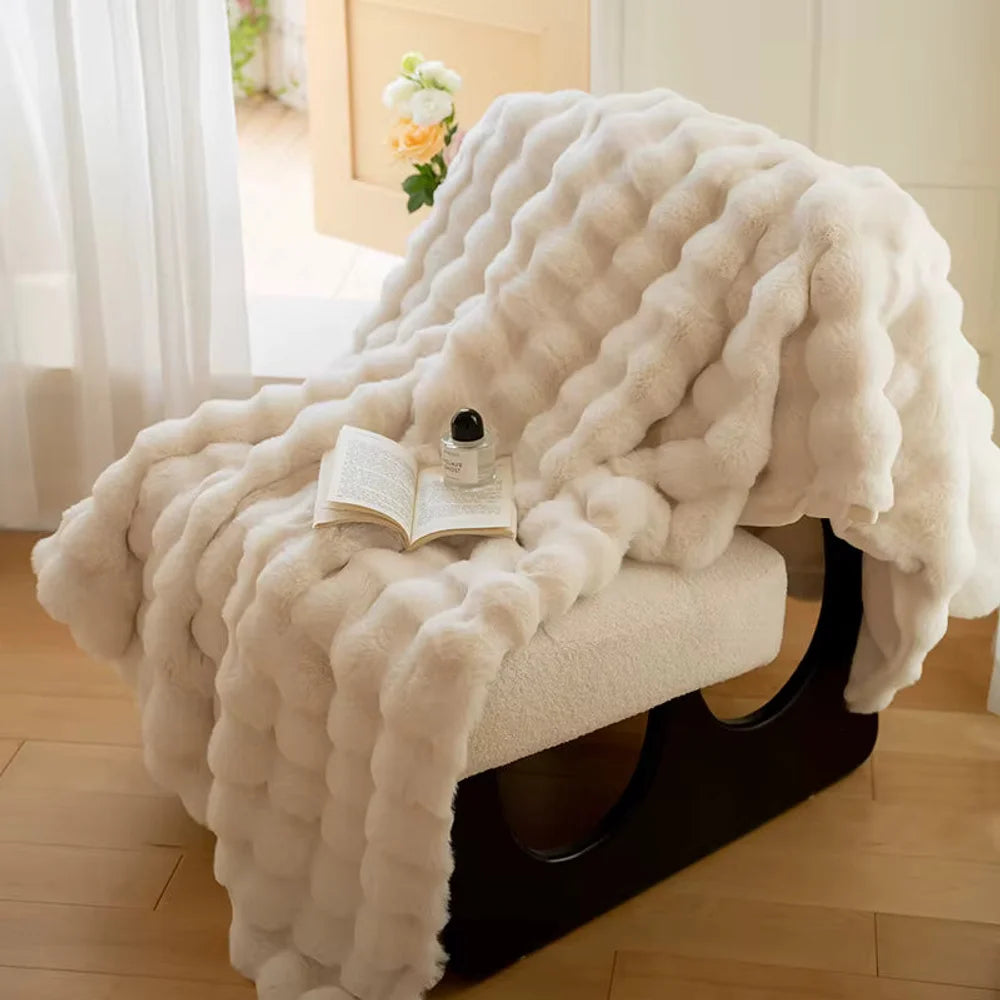 Faux fur throw blanket double-lined plush all-season – view 9