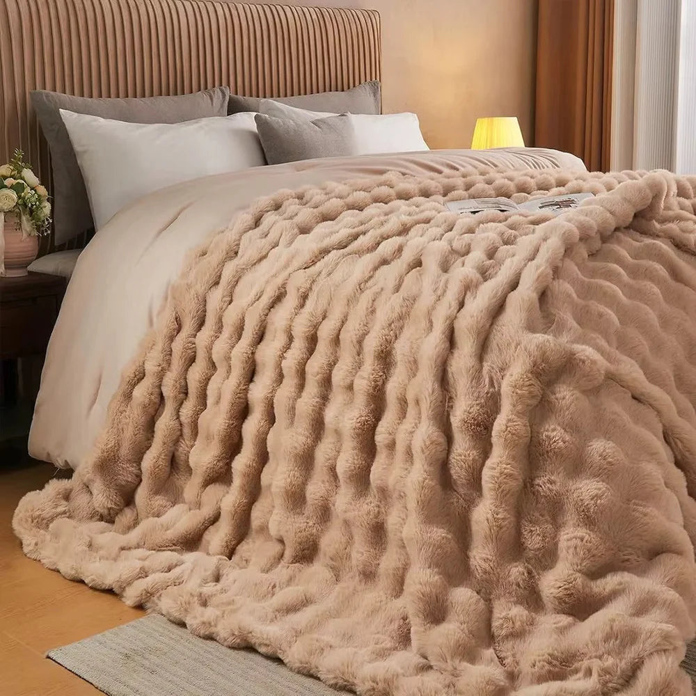 Faux fur throw blanket double-lined plush all-season – view 12