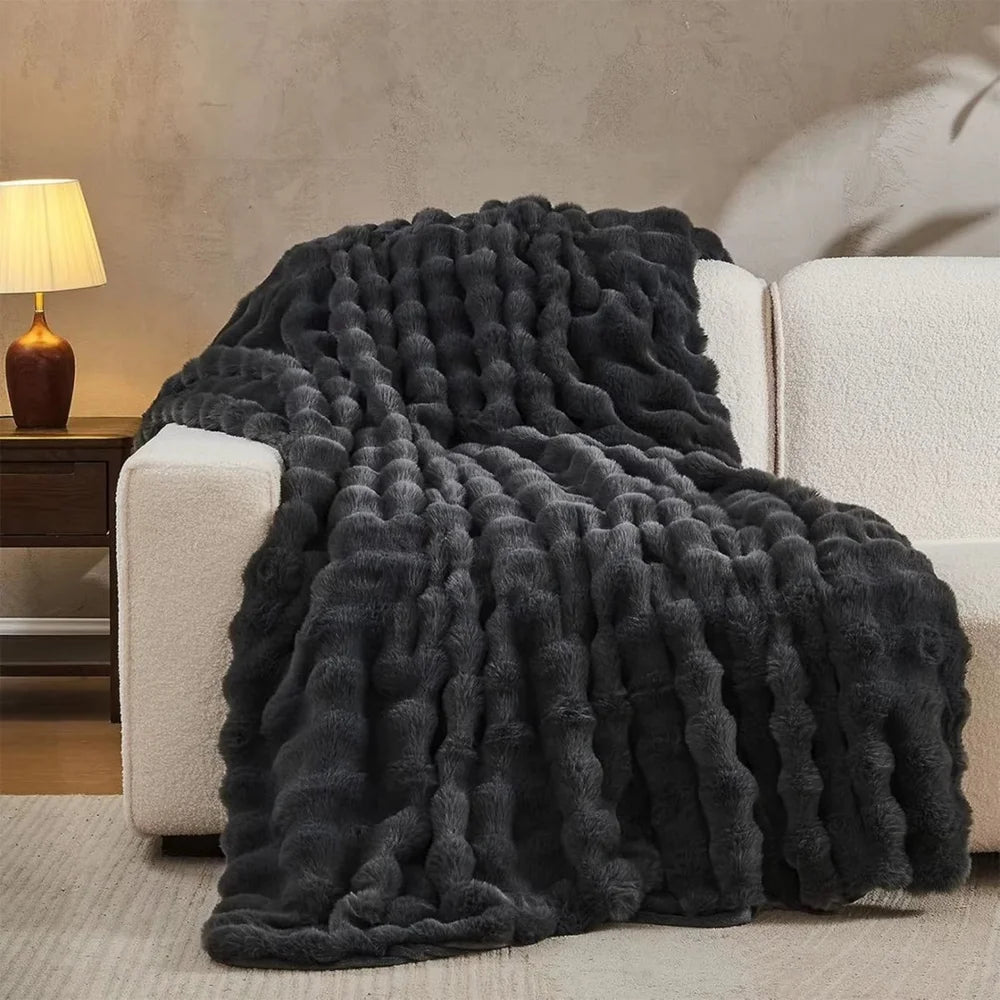 Faux fur throw blanket double-lined plush all-season – view 17