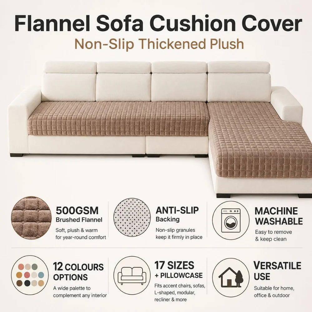 Flannel sofa cushion cover non-slip thickened plush - view 4