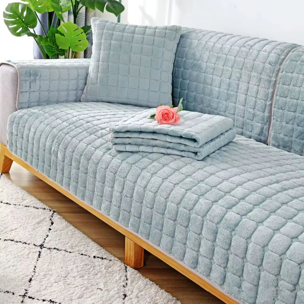 Flannel sofa cushion cover non-slip thickened plush - view 12