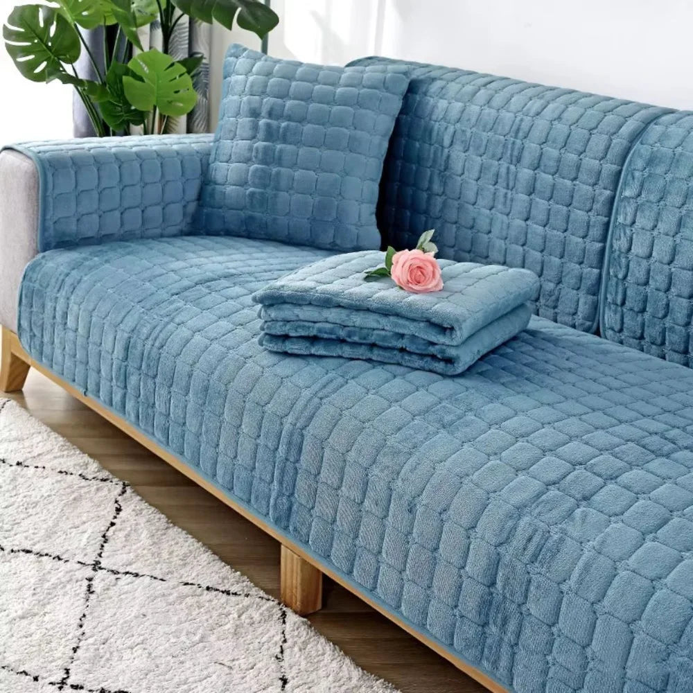 Flannel sofa cushion cover non-slip thickened plush - view 13