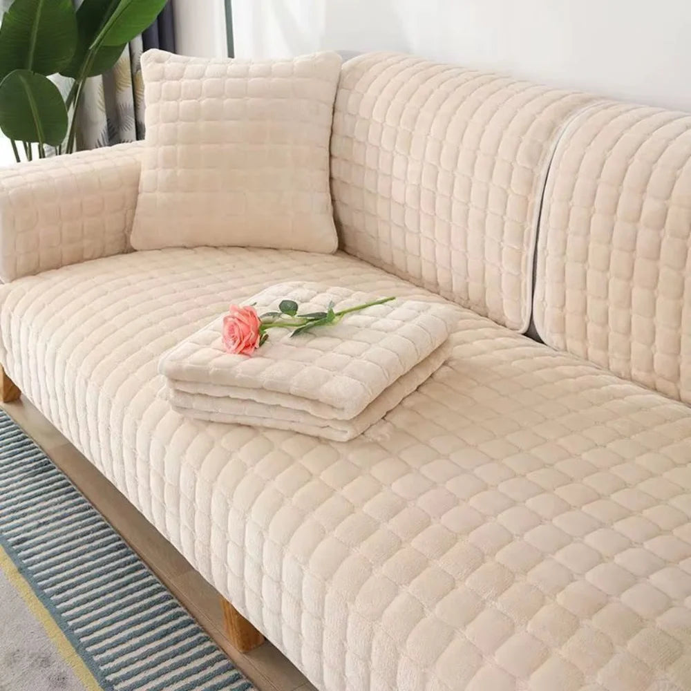 Flannel sofa cushion cover non-slip thickened plush - view 19