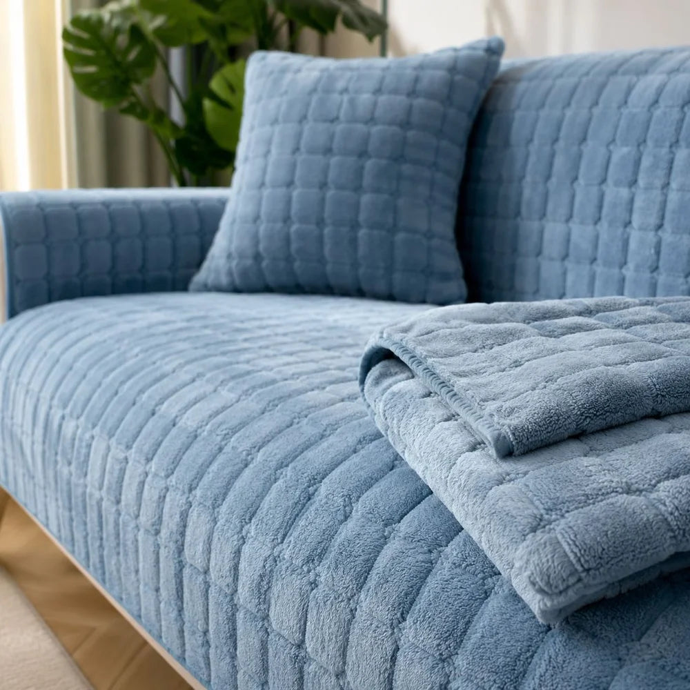 Flannel sofa cushion cover non-slip thickened plush - view 21