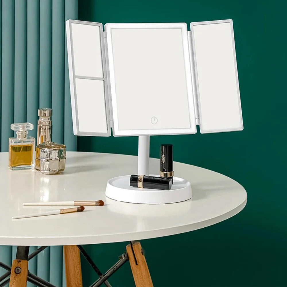 Foldable makeup magnifying mirror with led light 3 tone dimmable – view 6