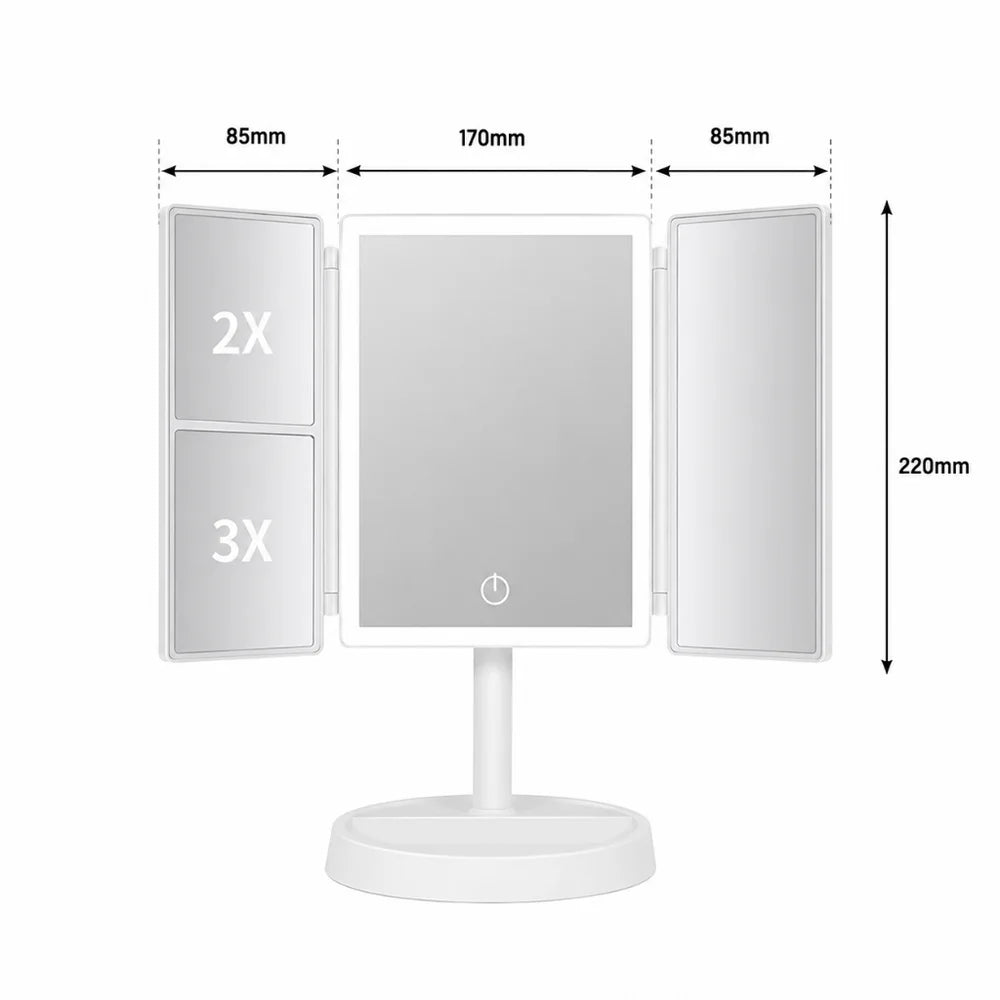 Foldable makeup magnifying mirror with led light 3 tone dimmable – view 16