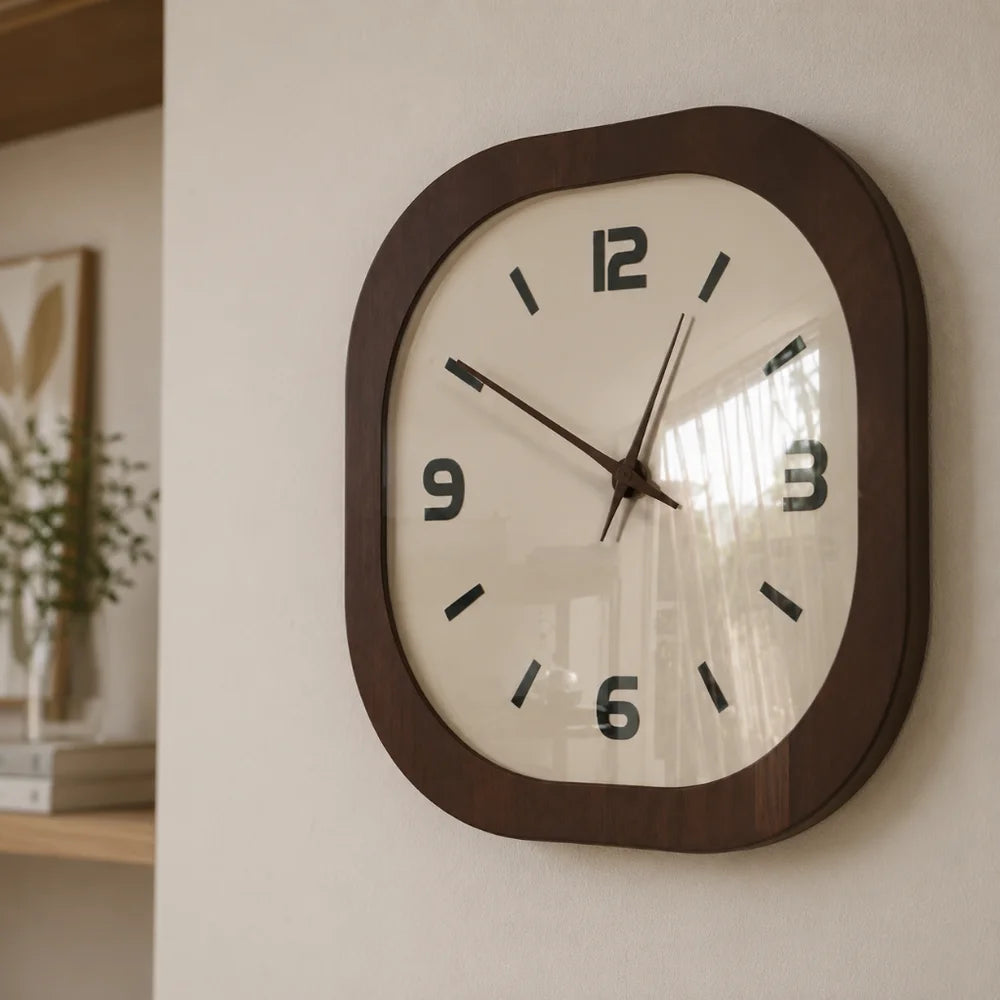 French vintage wooden style wall clock - large minimalist – view 2