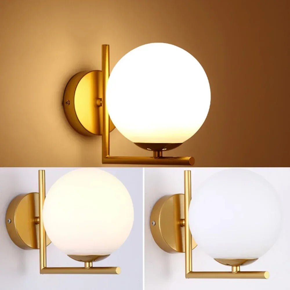 Glass Orb Wall Sconce with Metal Frame - Lattea Global