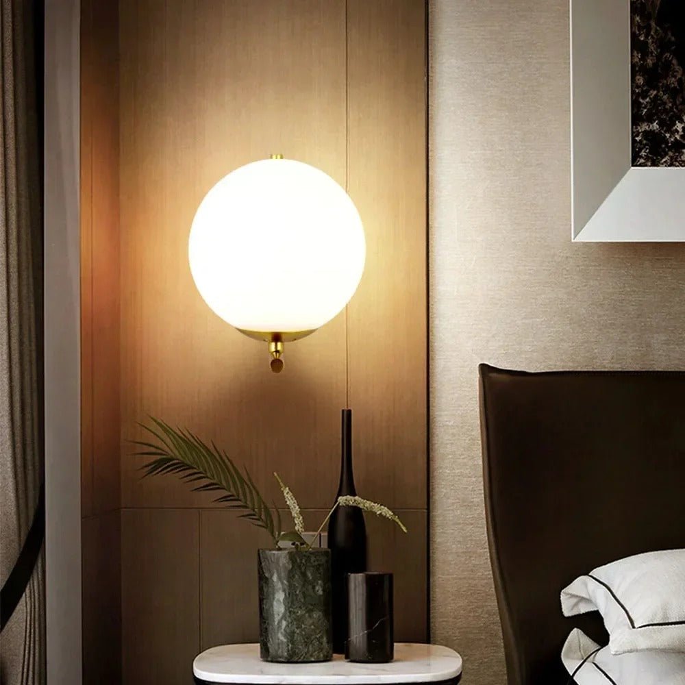 Glass Orb Wall Sconce with Metal Frame - Lattea Global