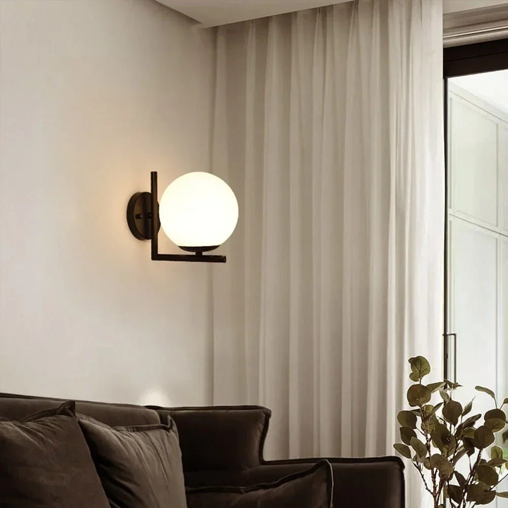 Glass Orb Wall Sconce with Metal Frame - Lattea Global