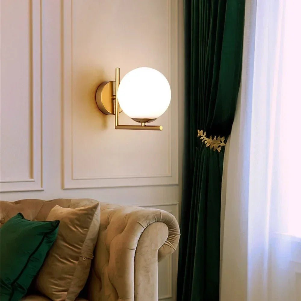 Glass Orb Wall Sconce with Metal Frame - Lattea Global