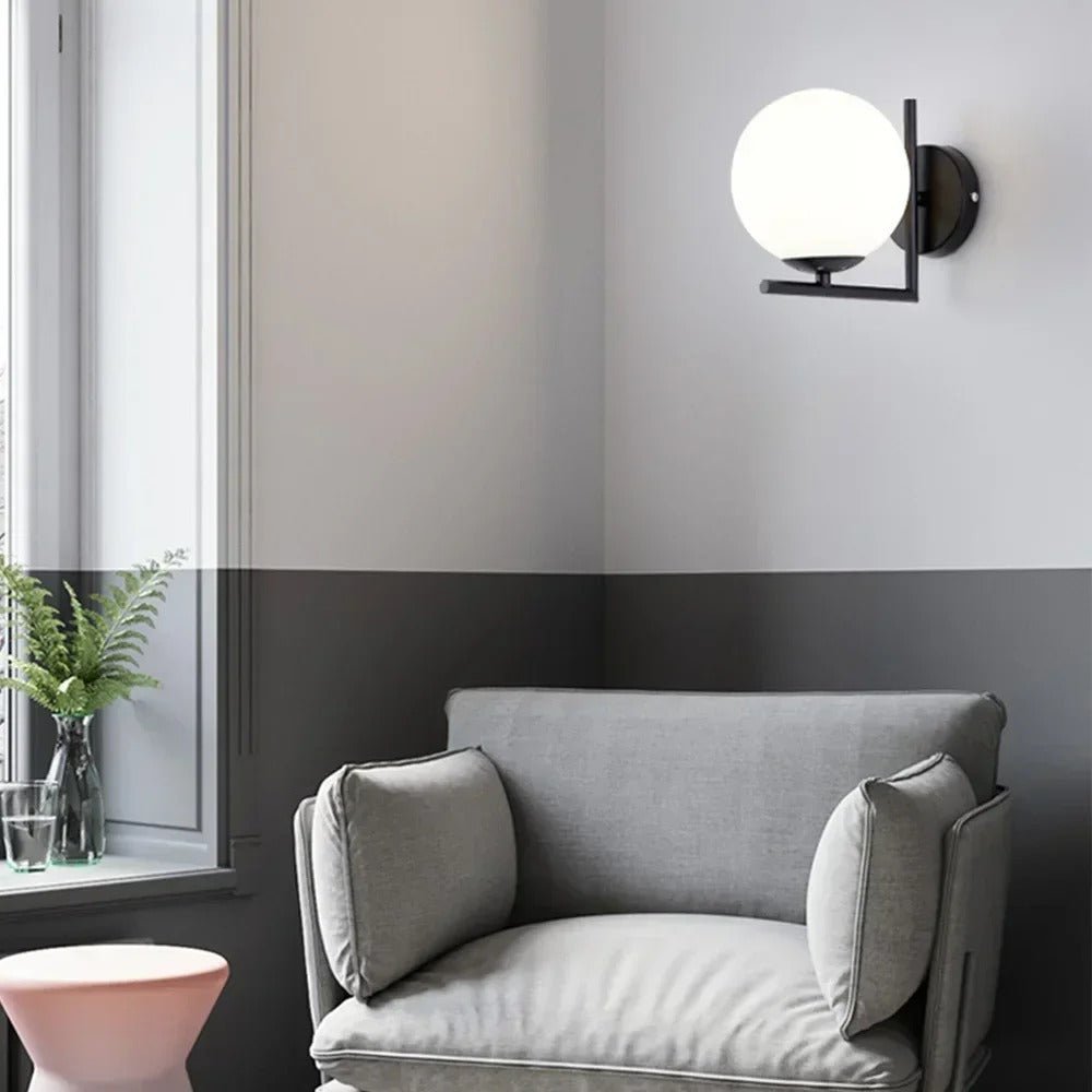 Glass Orb Wall Sconce with Metal Frame - Lattea Global