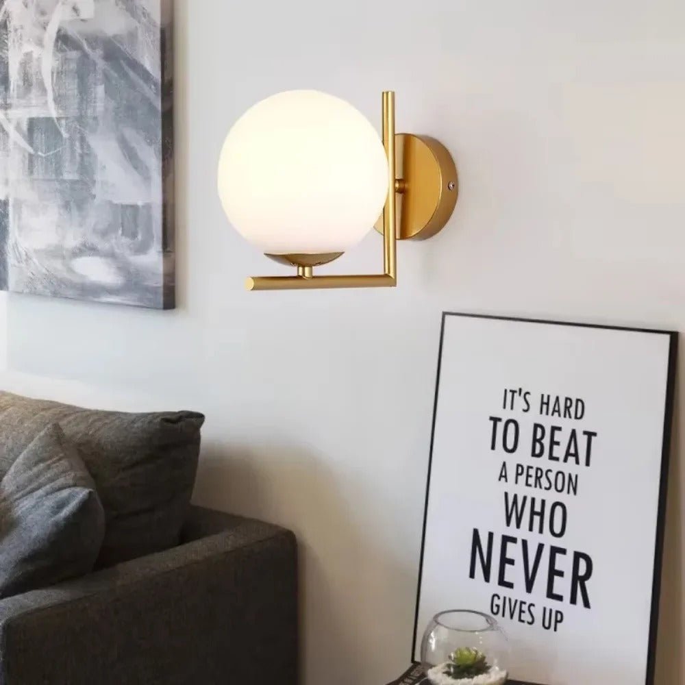 Glass Orb Wall Sconce with Metal Frame - Lattea Global