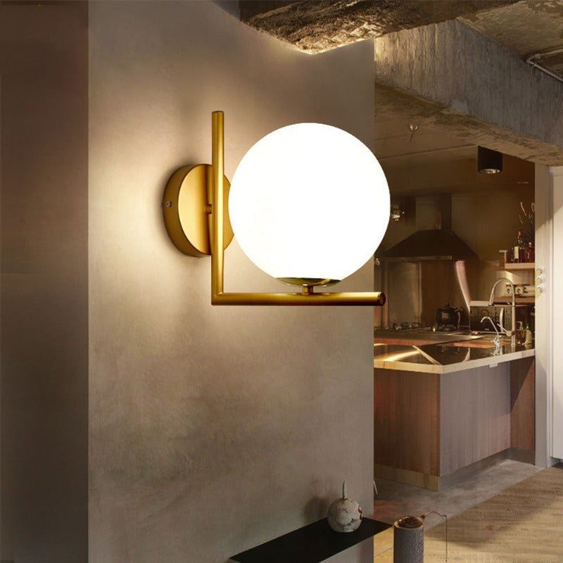 Glass Orb Wall Sconce with Metal Frame - Lattea Global