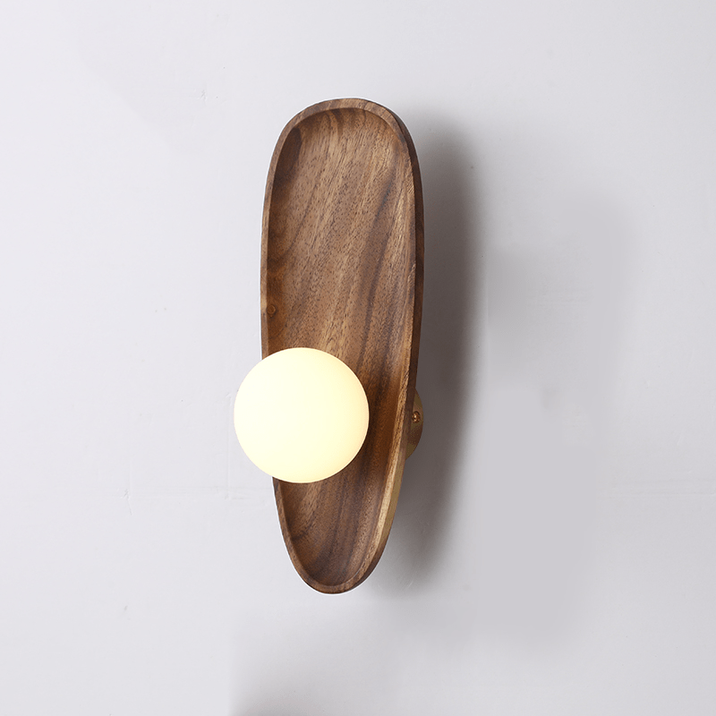 Globe Wall Light with Solid Wood Base - Lattea Global