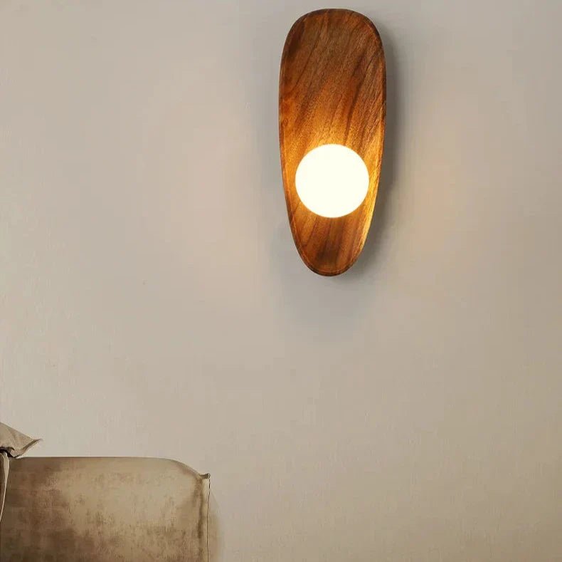 Globe Wall Light with Solid Wood Base - Lattea Global