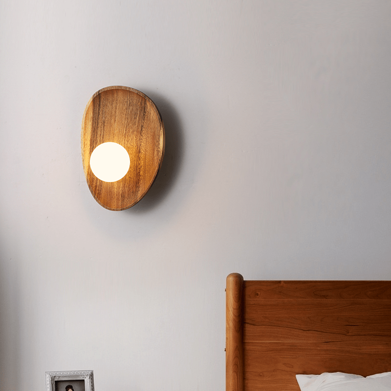 Globe Wall Light with Solid Wood Base - Lattea Global