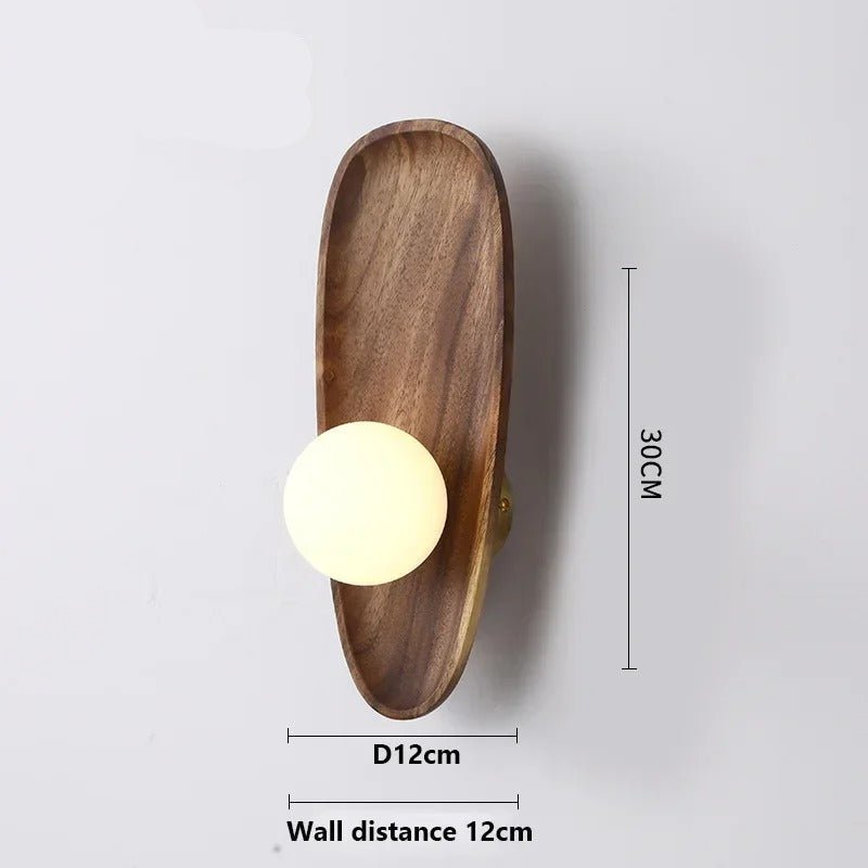 Globe Wall Light with Solid Wood Base - Lattea Global