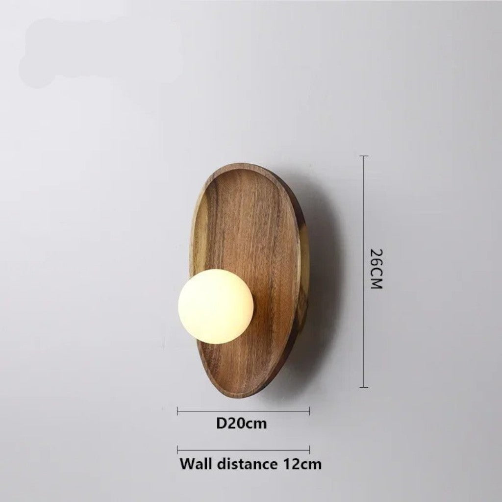 Globe Wall Light with Solid Wood Base