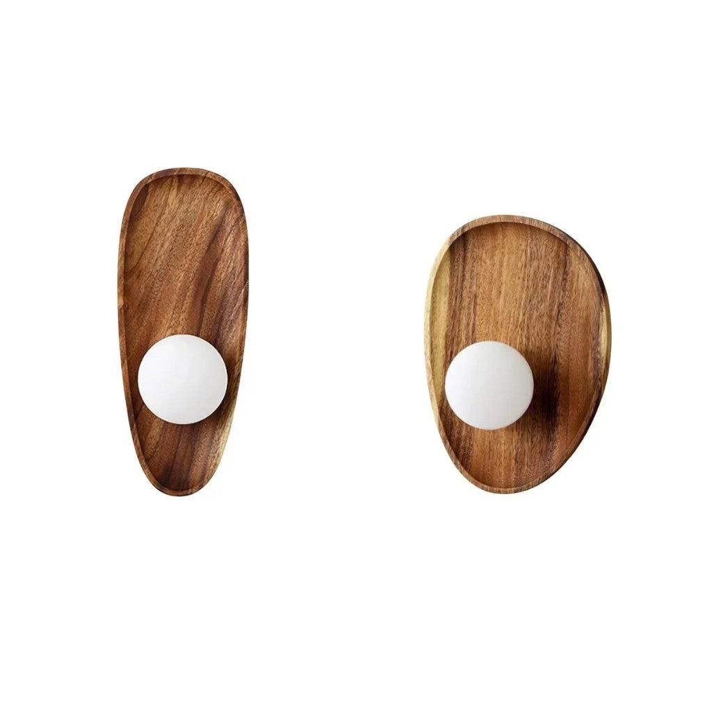 Globe Wall Light with Solid Wood Base