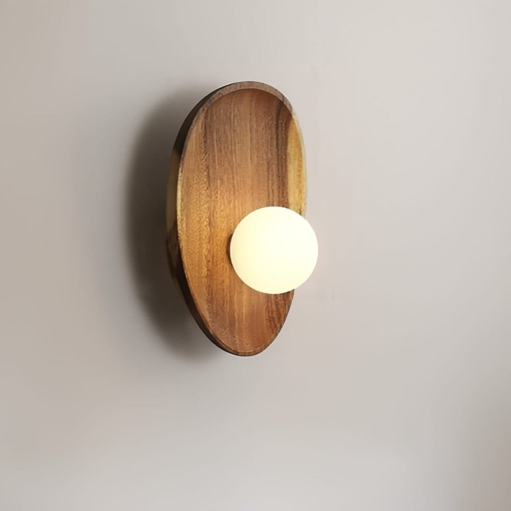 Globe Wall Light with Solid Wood Base