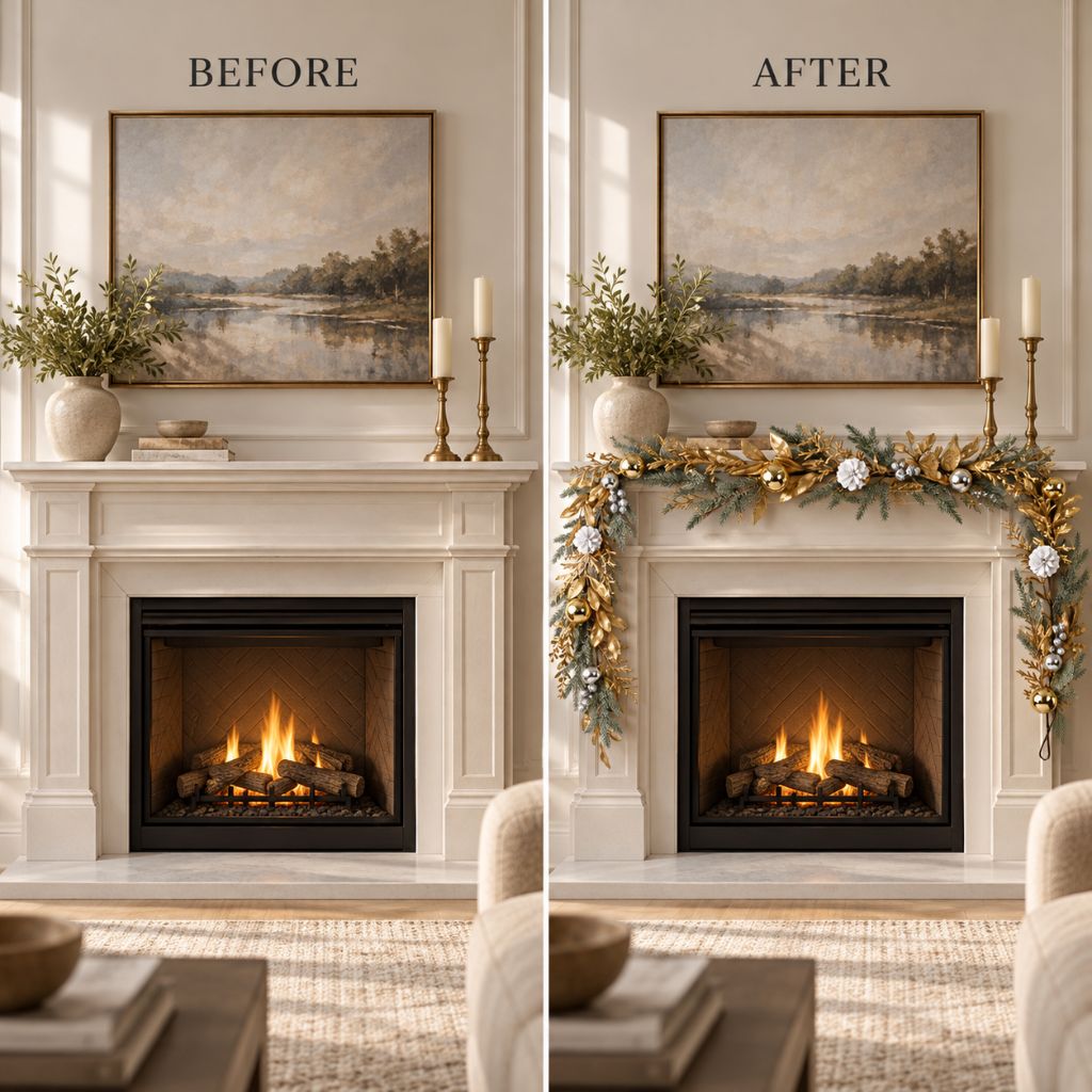 Gold and Silver Christmas Garland with Pinecones
