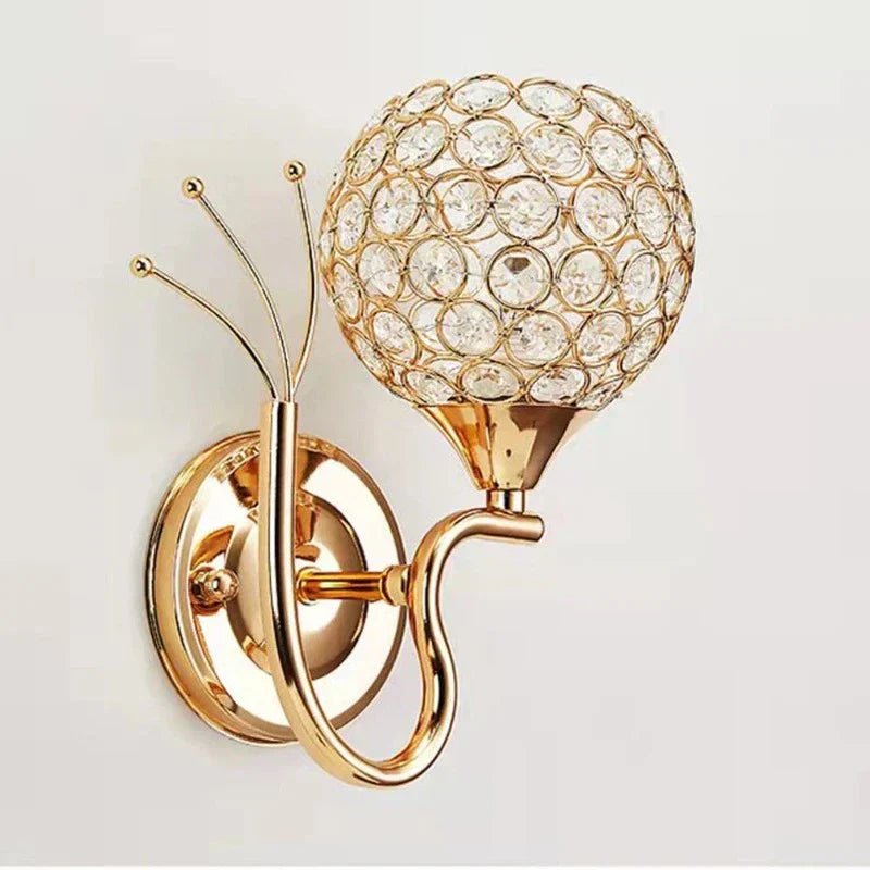 Gold Crystal LED Wall Sconce with Globe Shade - Lattea Global