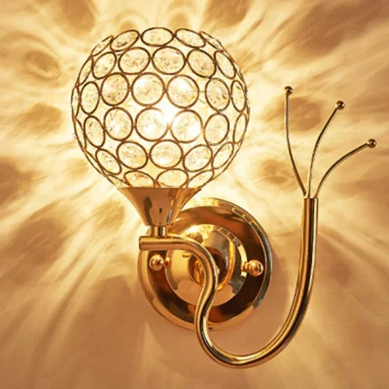 Gold Crystal LED Wall Sconce with Globe Shade - Lattea Global