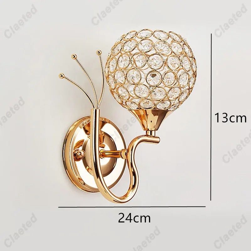 Gold Crystal LED Wall Sconce with Globe Shade - Lattea Global