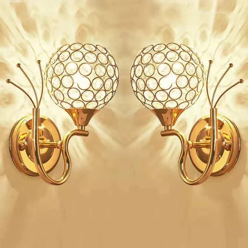 Gold Crystal LED Wall Sconce with Globe Shade - Lattea Global