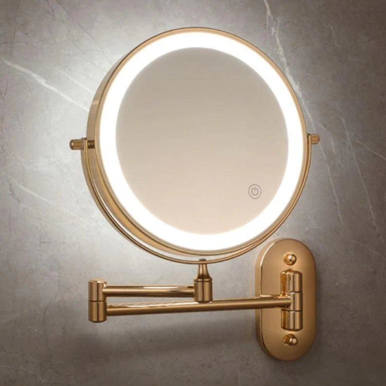 Gold LED Magnifying Mirror – Rechargeable Perfect for Makeup & Bathroom - Lattea Global