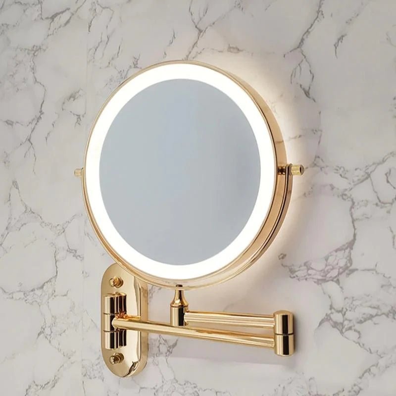 Gold LED Magnifying Mirror – Rechargeable Perfect for Makeup & Bathroom - Lattea Global