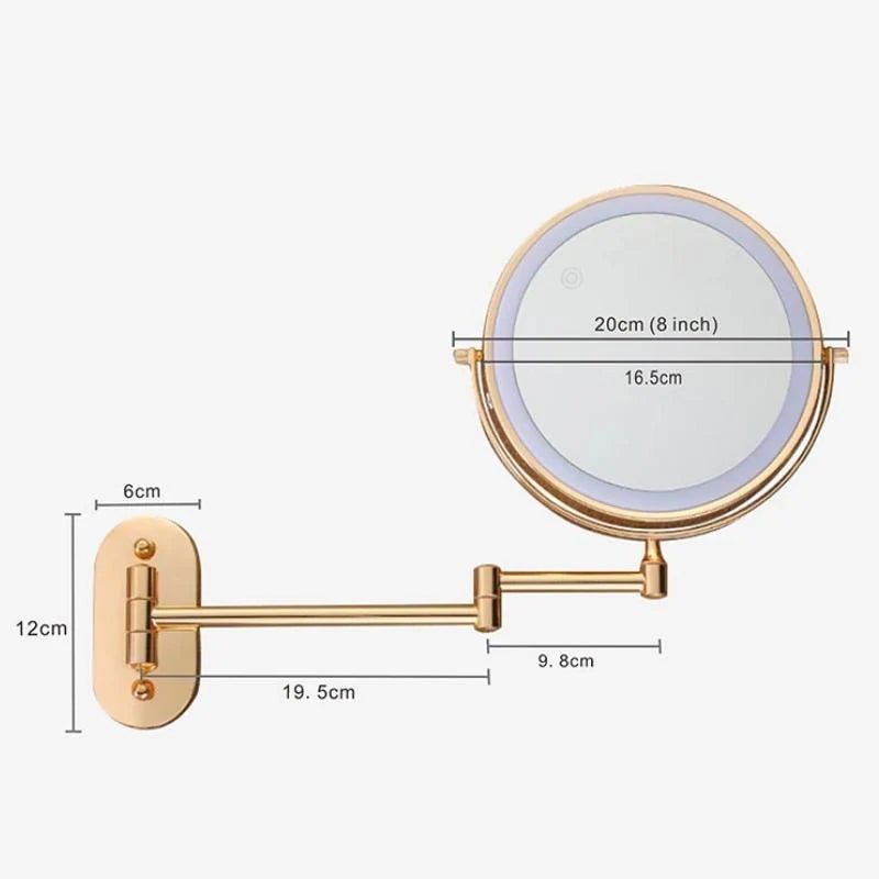 Gold LED Magnifying Mirror – Rechargeable Perfect for Makeup & Bathroom - Lattea Global