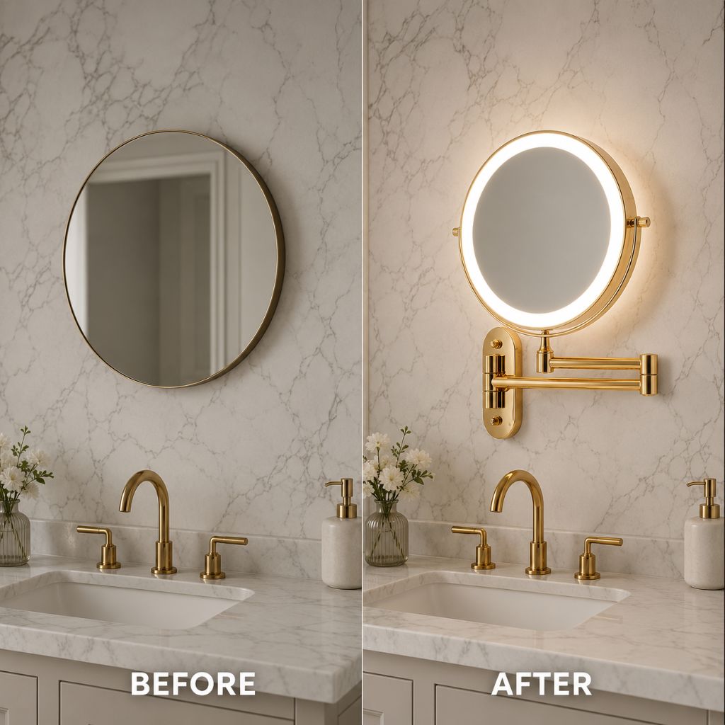 Gold LED Magnifying Mirror – Rechargeable Perfect for Makeup & Bathroom
