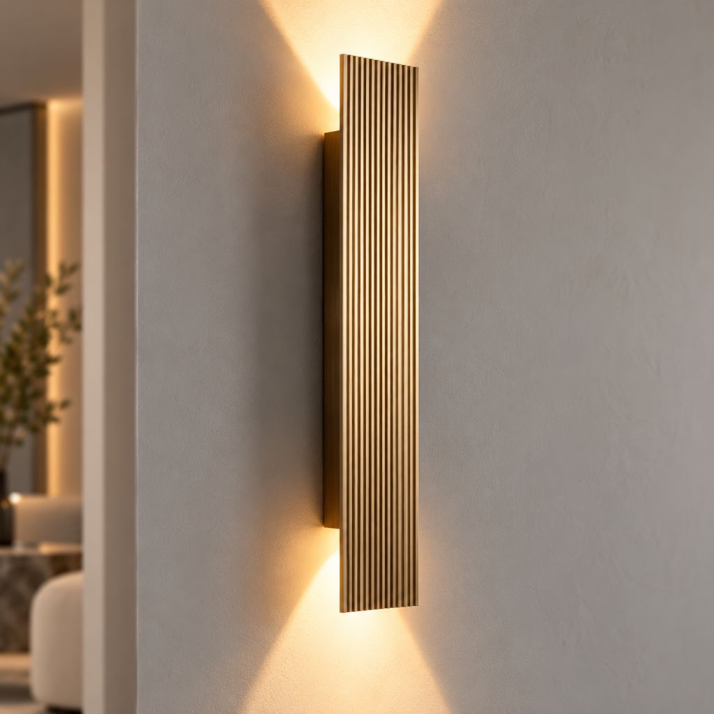 Gold Rectangular Up & Down LED Outdoor Wall Light IP65