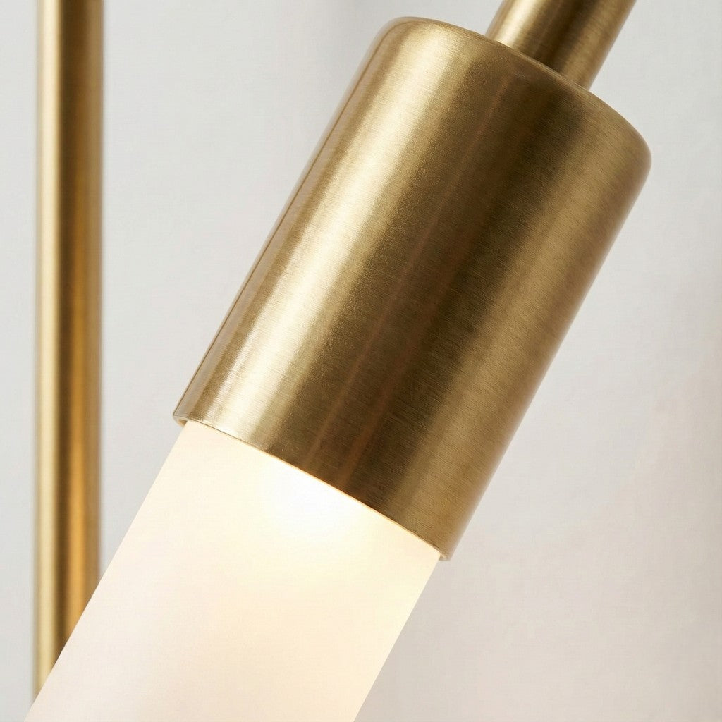 Gold Wall Sconce with Double Frosted Glass Cylinders