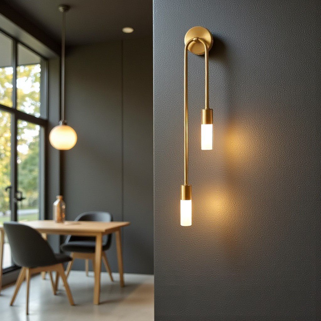 Gold Wall Sconce with Double Frosted Glass Cylinders