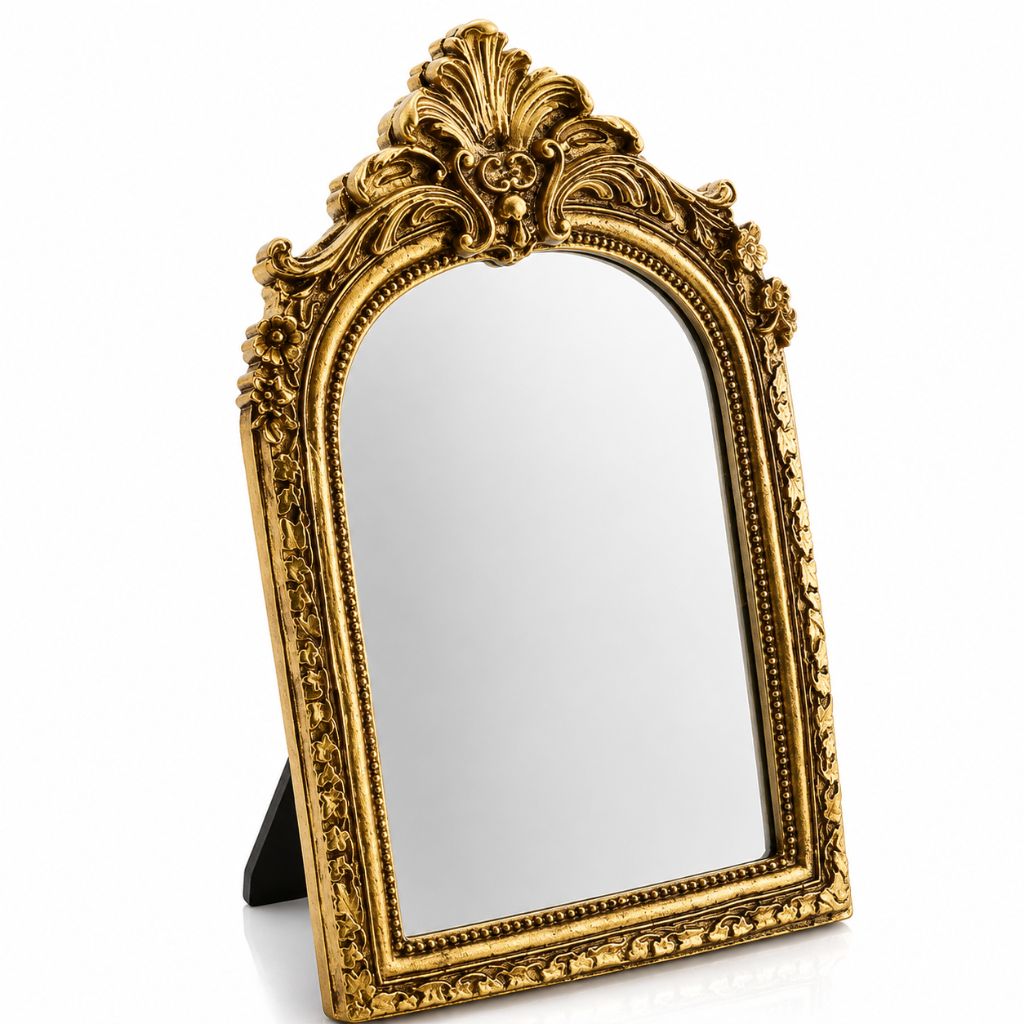 Golden Vintage Vanity Mirror Bridal Ornate Antique Inspired Resin
