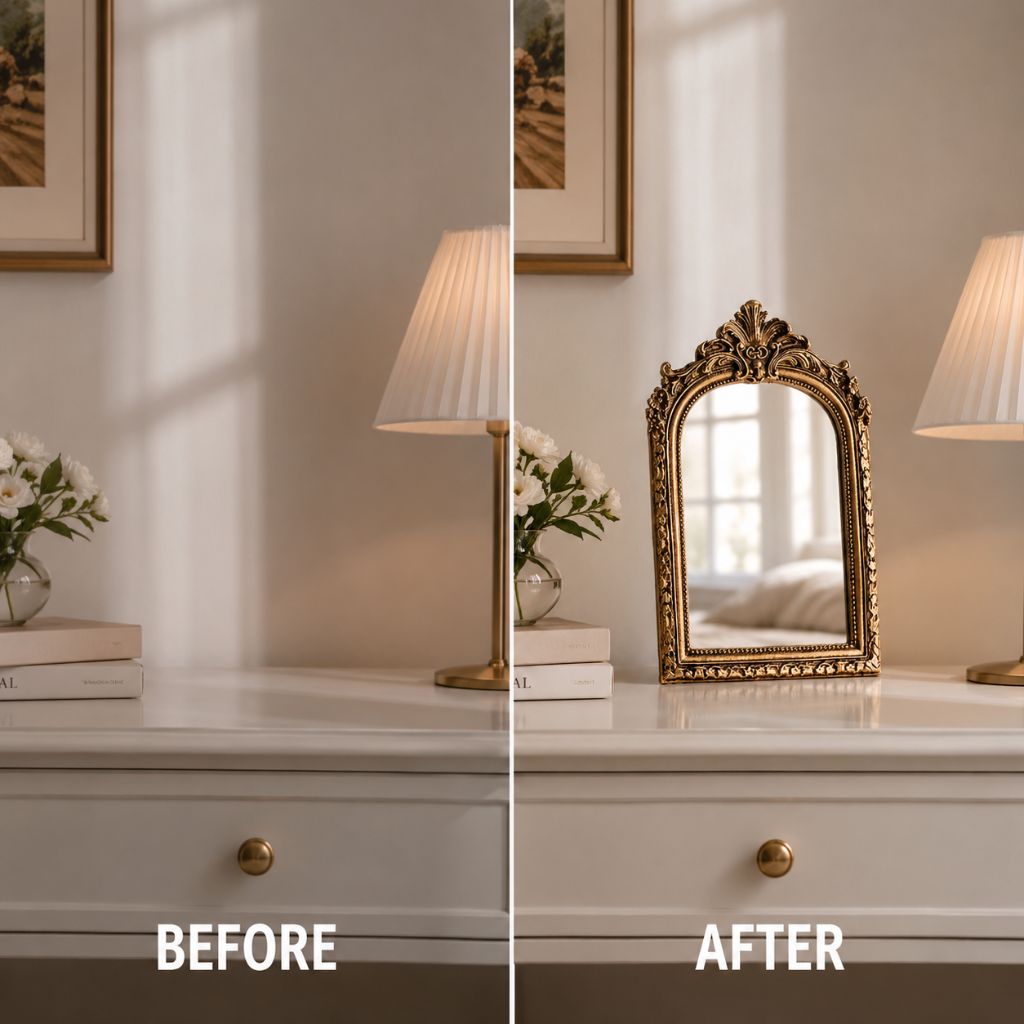Golden Vintage Vanity Mirror Bridal Ornate Antique Inspired Resin