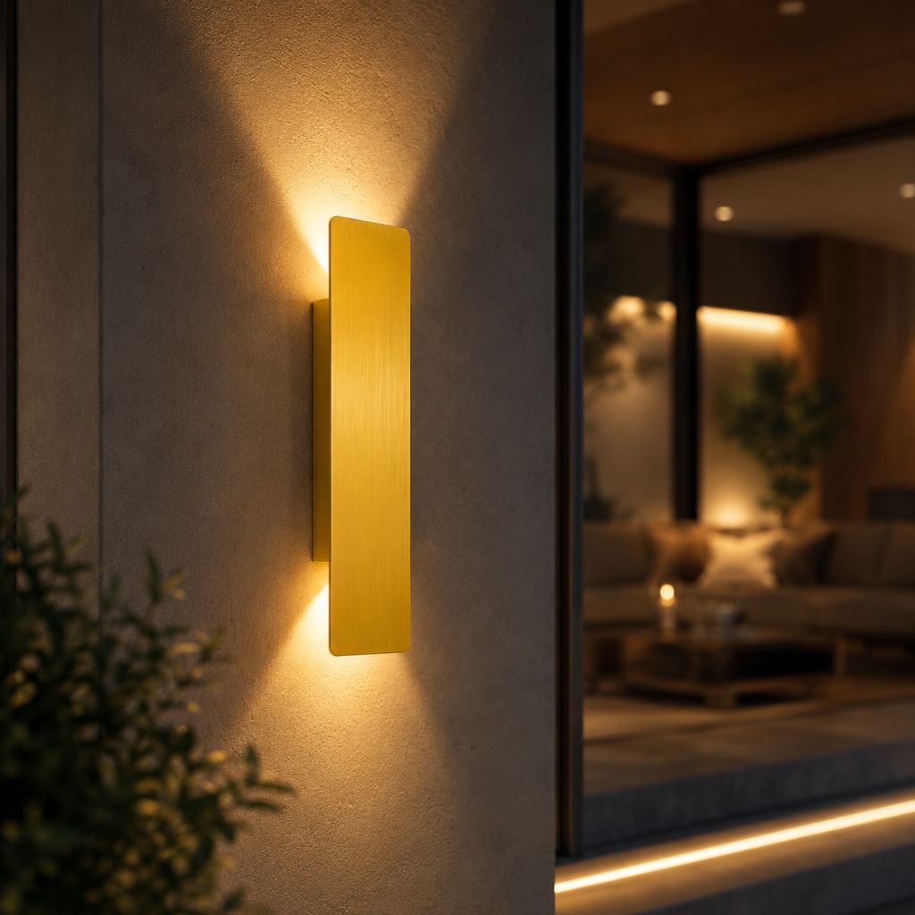 Golden Weatherproof LED Wall Lights - Outdoor Style and Durability
