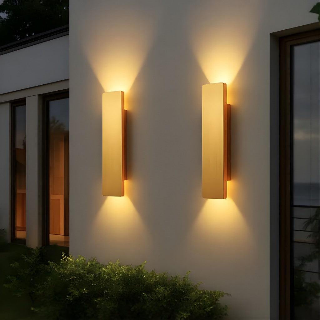 Golden Weatherproof LED Wall Lights - Outdoor Style and Durability