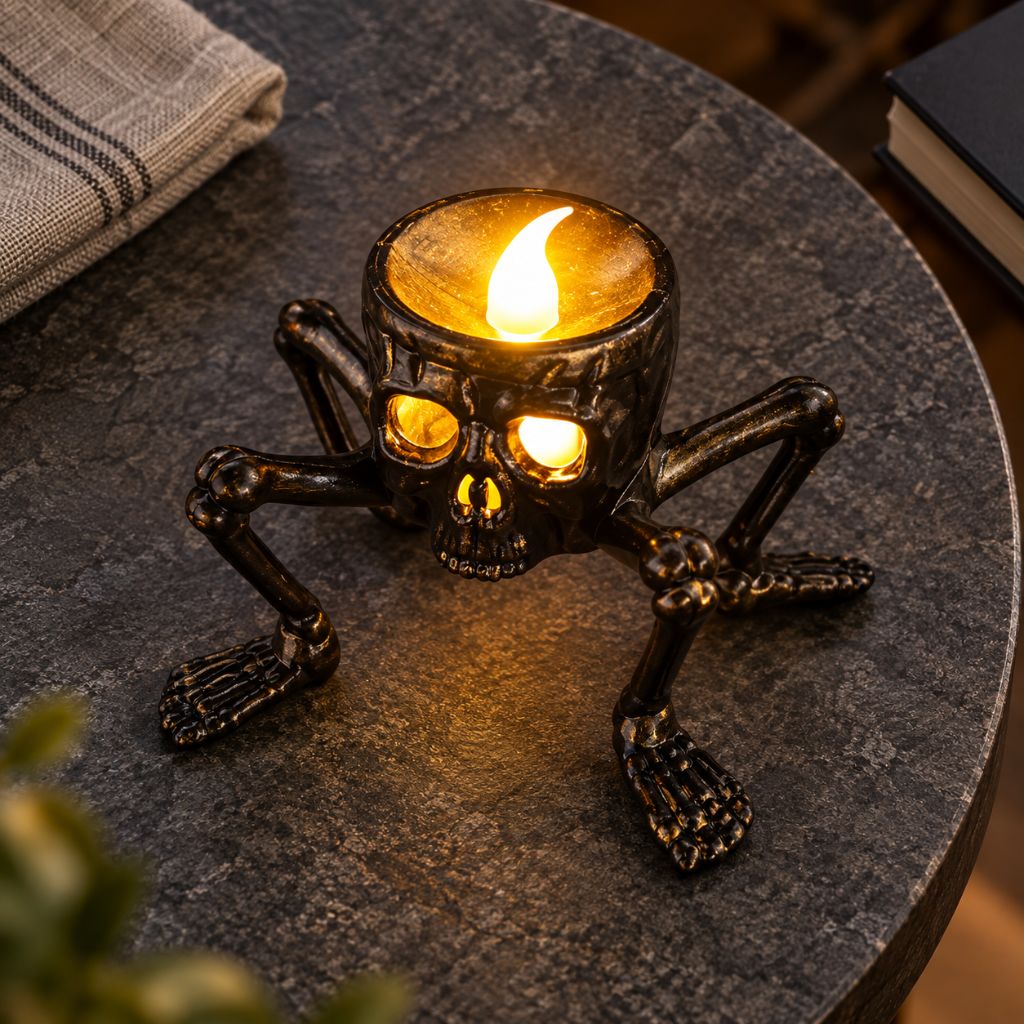 Halloween Skeleton Flameless LED Candle Table Decoration