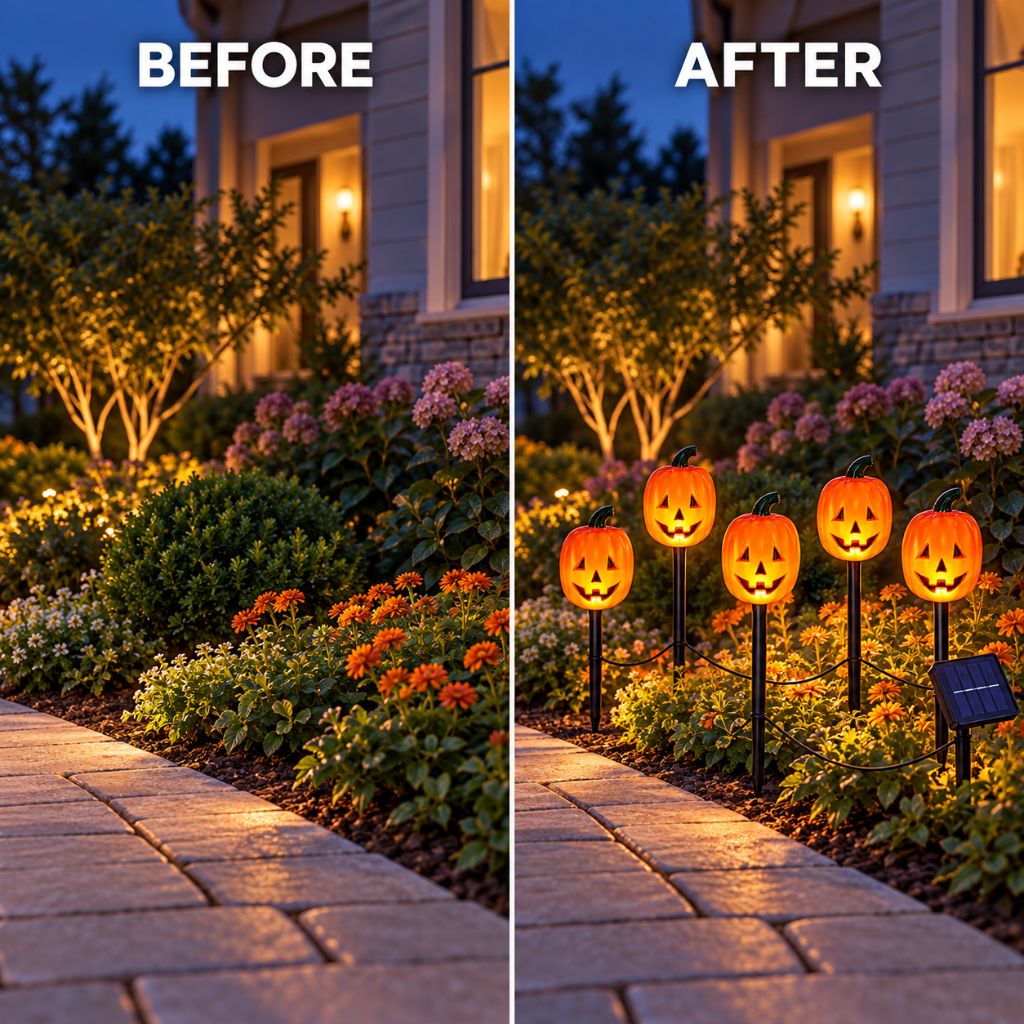 Halloween Solar Pumpkin Garden Stake Lights with 8 Modes